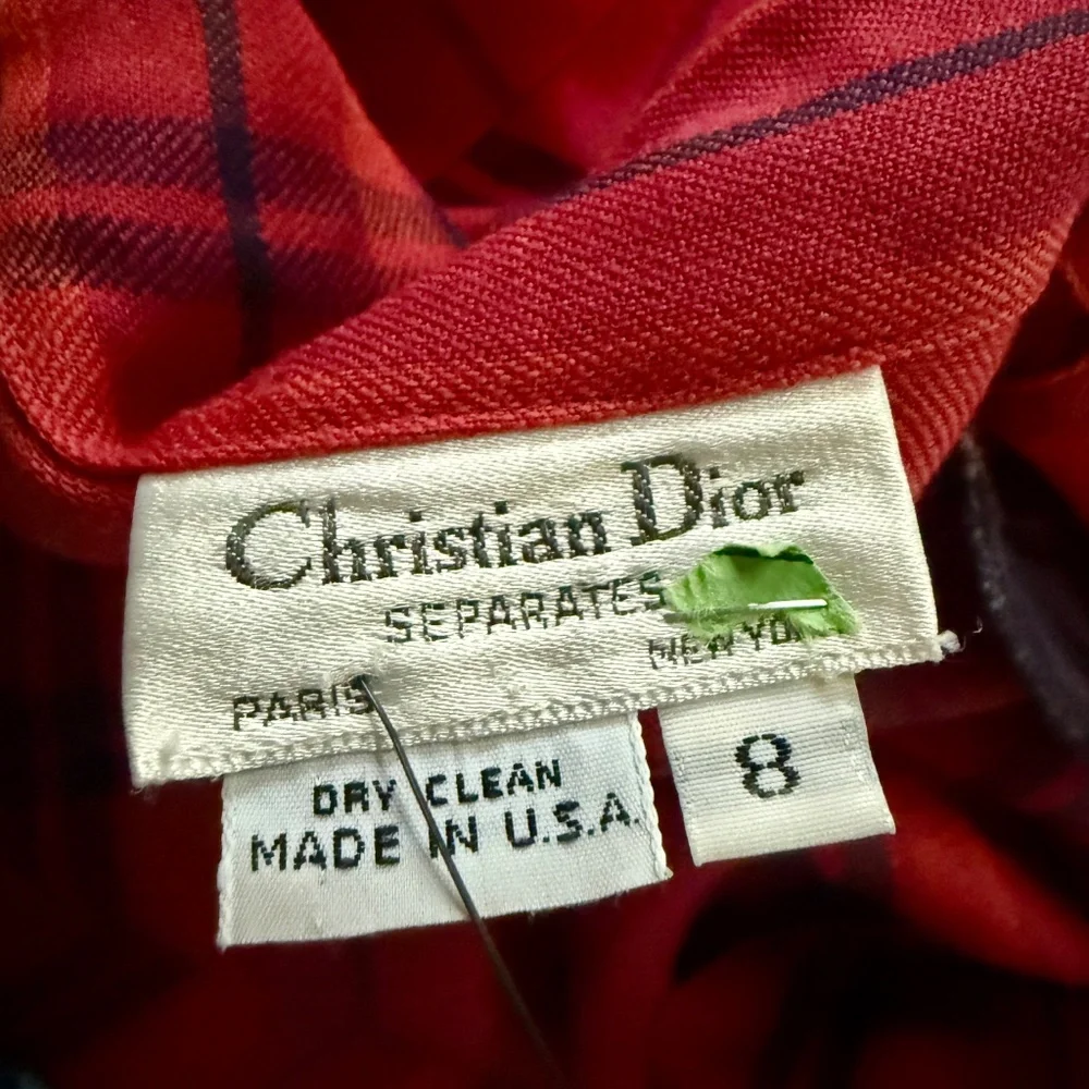 Vintage CHRISTIAN DIOR 100% Wool Plaid Blazer 8